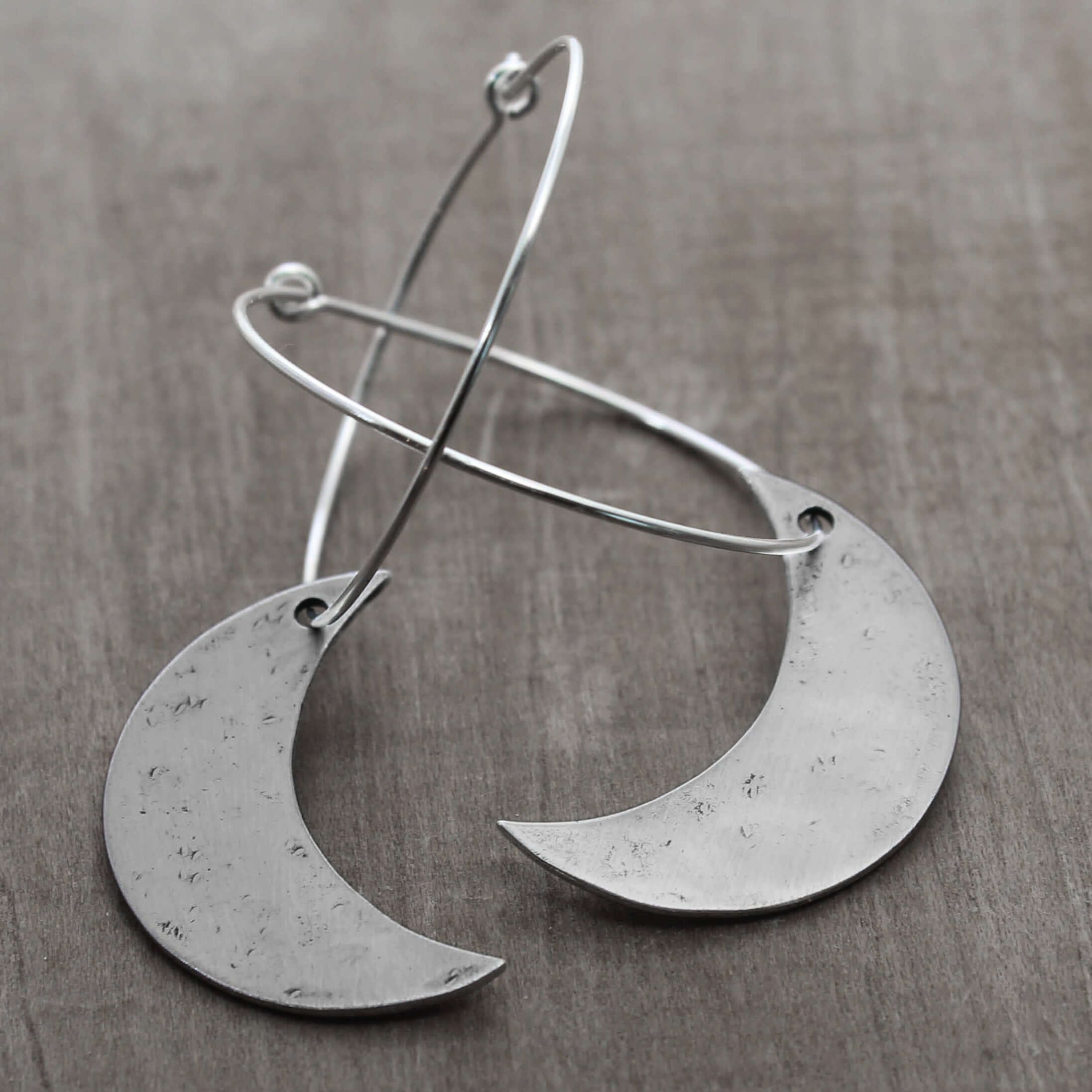 Crescent Moon Hoop Earrings Moon Jewelry Cosmos Earrings Astronomical  Jewelry